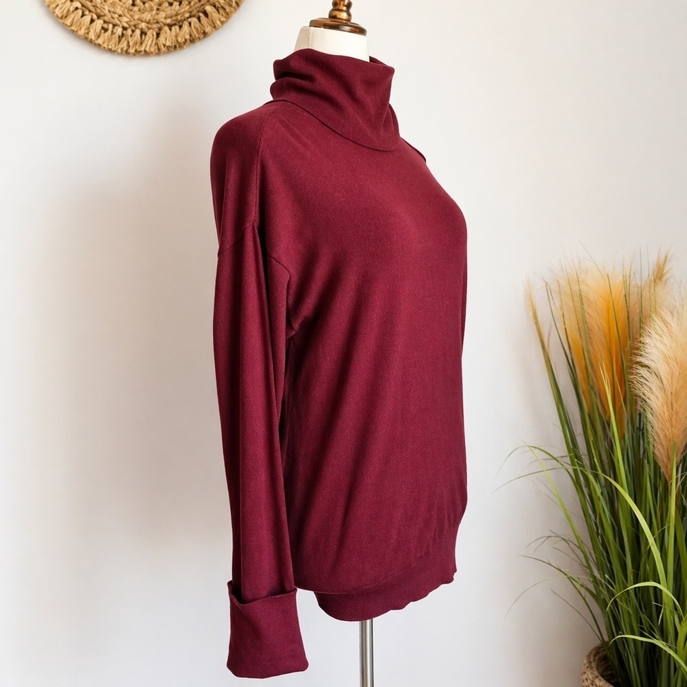 525 America NEW Burgundy Collarbone Cut-out Oversized Sweater SZ Small Y2K Chic - Picture 5 of 12